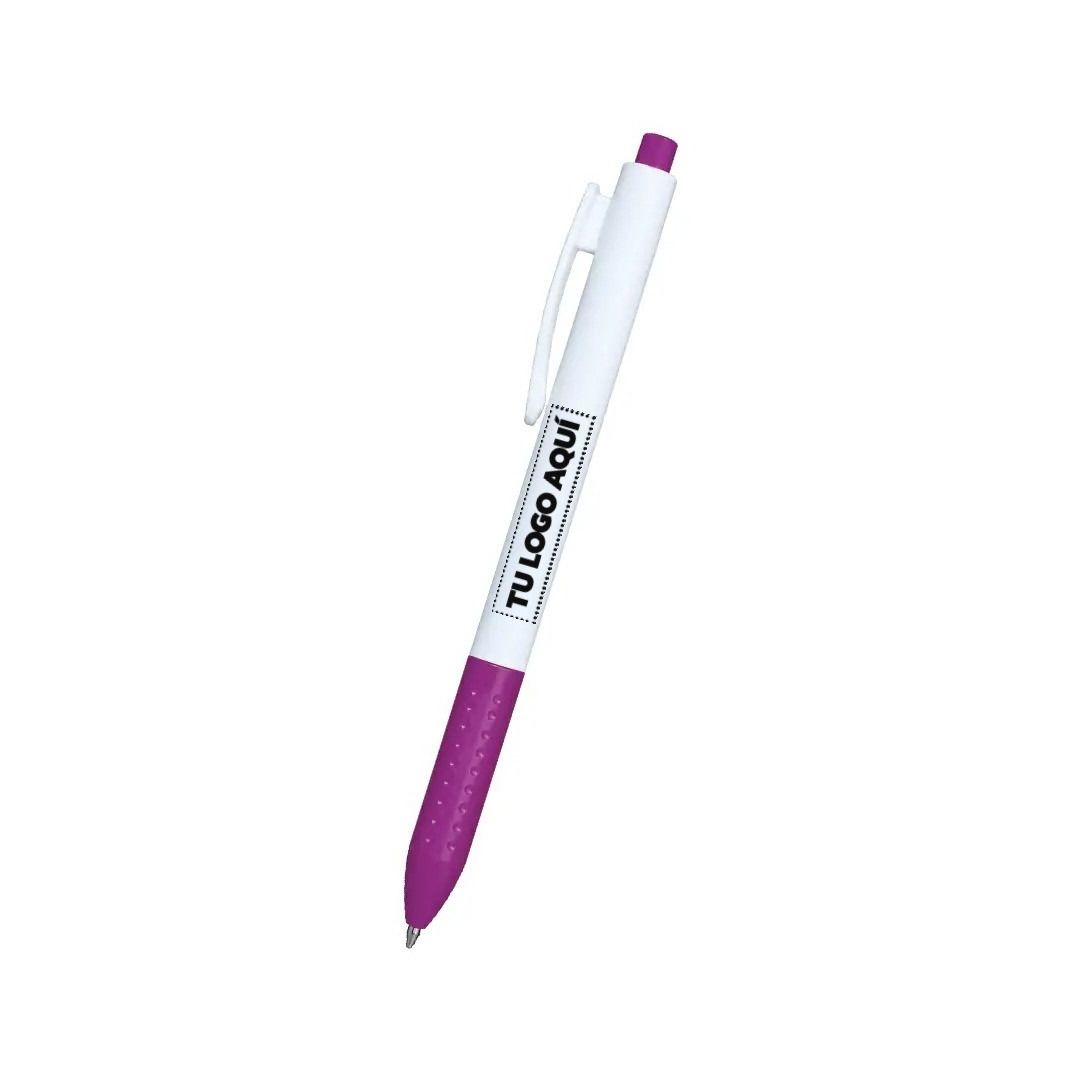 Boligrafo Click Plus Blanco Con Fucsia - personalizable con tu logo