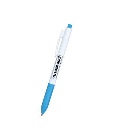 Boligrafo Click Plus Blanco Con Turquesa - personalizable con tu logo
