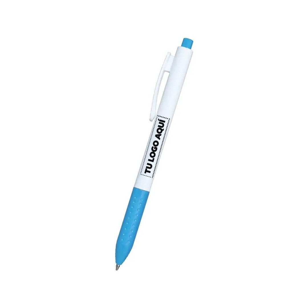 Boligrafo Click Plus Blanco Con Turquesa - personalizable con tu logo
