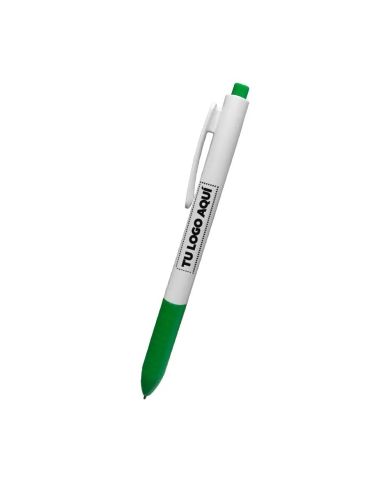 Boligrafo Click Plus Blanco Con Verde - personalizable con tu logo