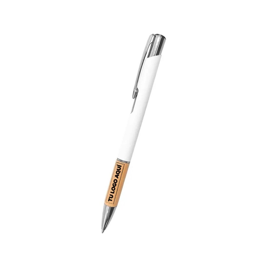 Boligrafo Metalica Bamboo Alfa Blanco - personalizable con tu logo