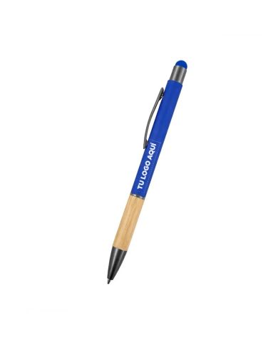Boligrafo Rubber Bamboo Touch Color Azul Electrico - personalizable con tu logo