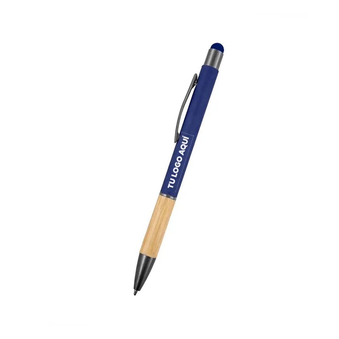 Bolígrafo Rubber Bambú Touch Color Azul Marino - personalizable con tu logo
