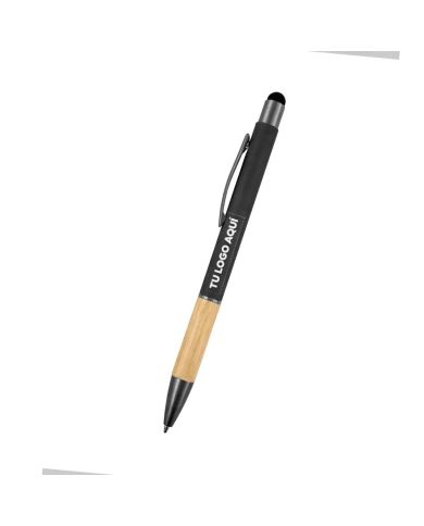 Boligrafo Rubber Bamboo Touch Color Negro - personalizable con tu logo