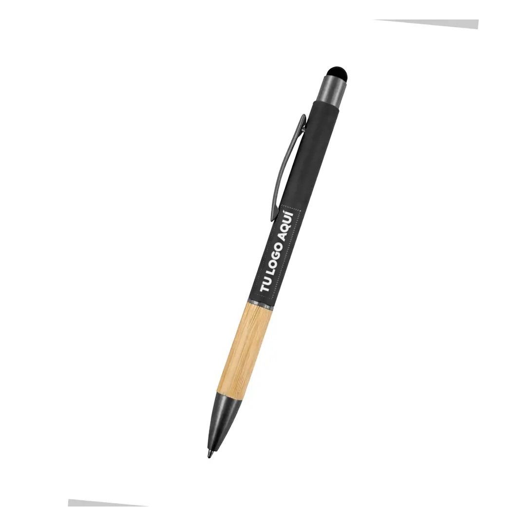 Bolígrafo Rubber Bambú Touch Color Negro - personalizable con tu logo