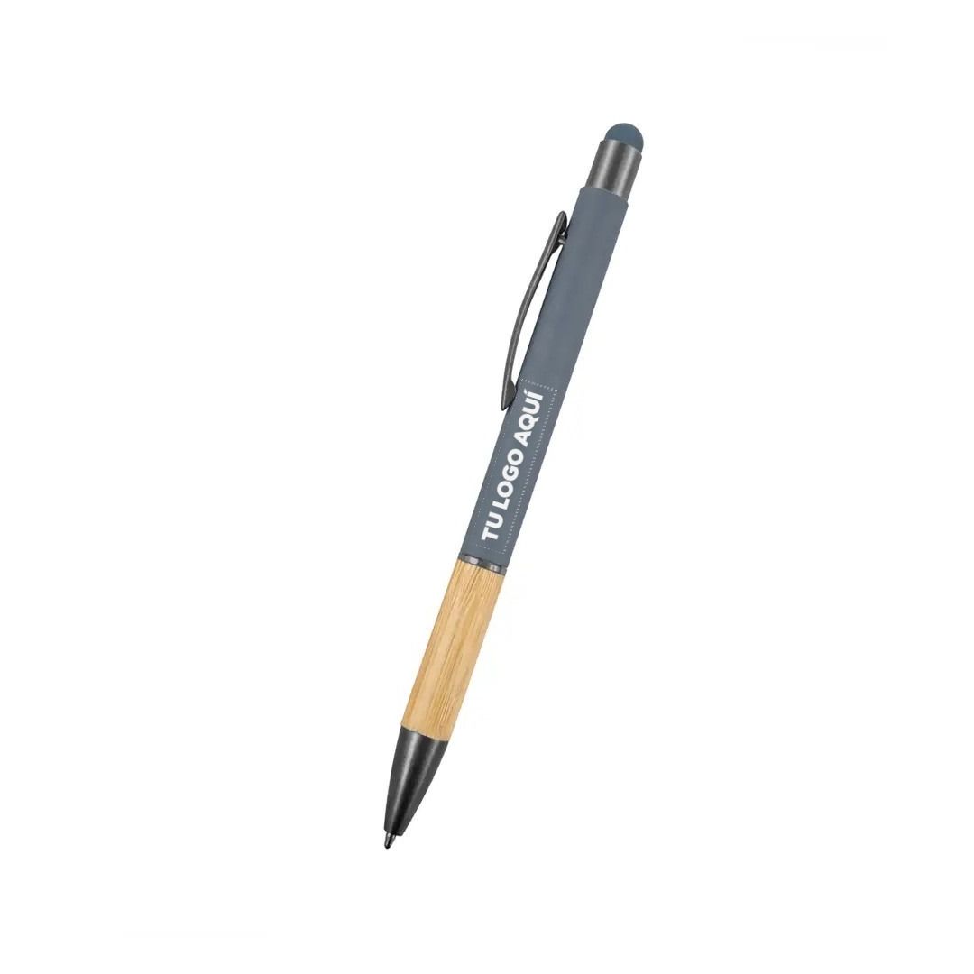 Boligrafo Rubber Bamboo Touch Color Plateado - personalizable con tu logo