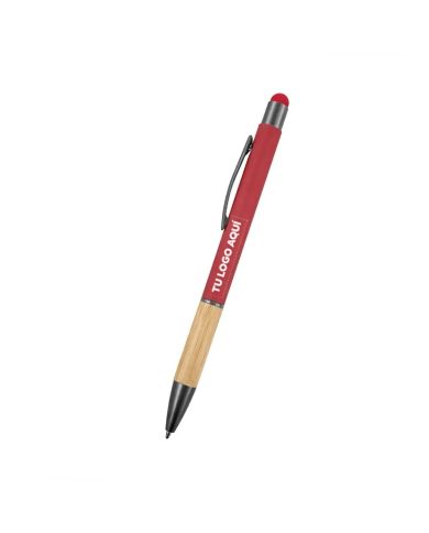 Boligrafo Rubber Bamboo Touch Color Rojo - personalizable con tu logo