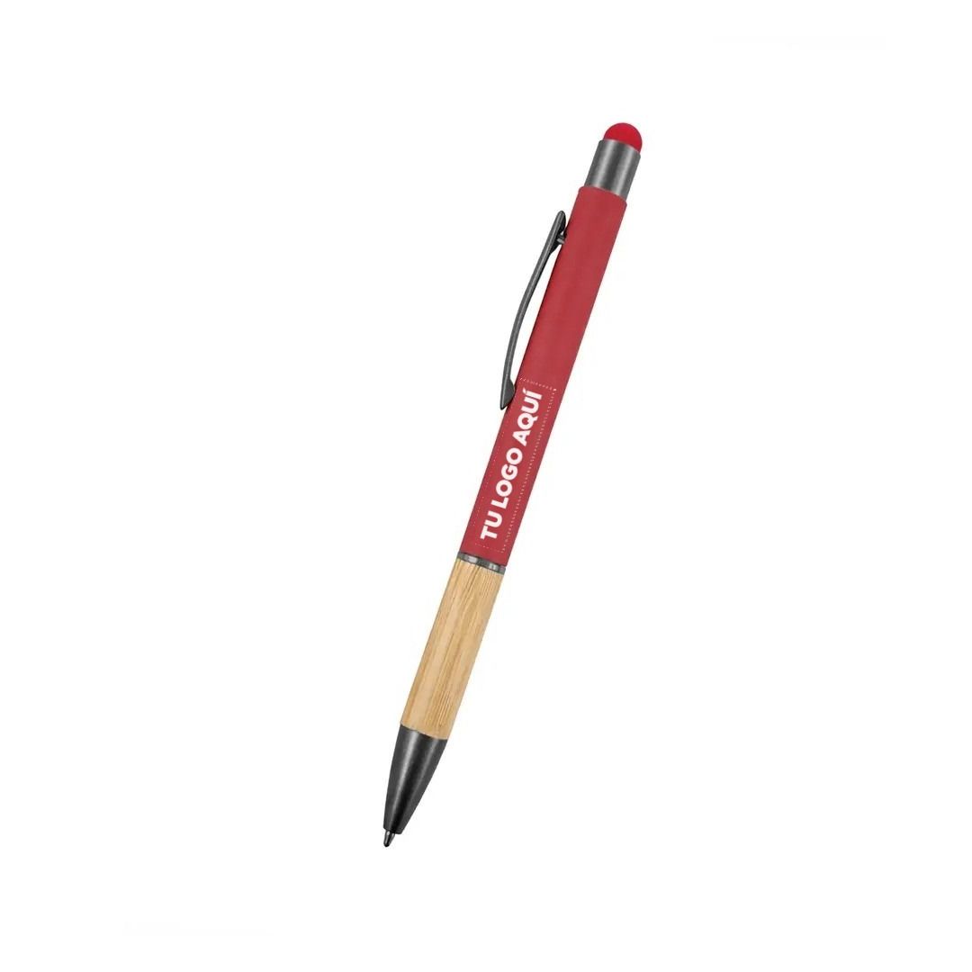 Boligrafo Rubber Bamboo Touch Color Rojo - personalizable con tu logo