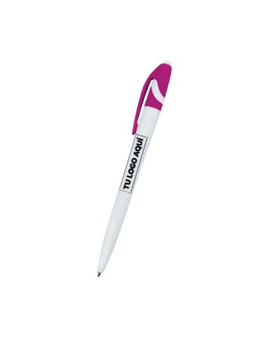 Boligrafo Space Blanco Con Fucsia - personalizable con tu logo