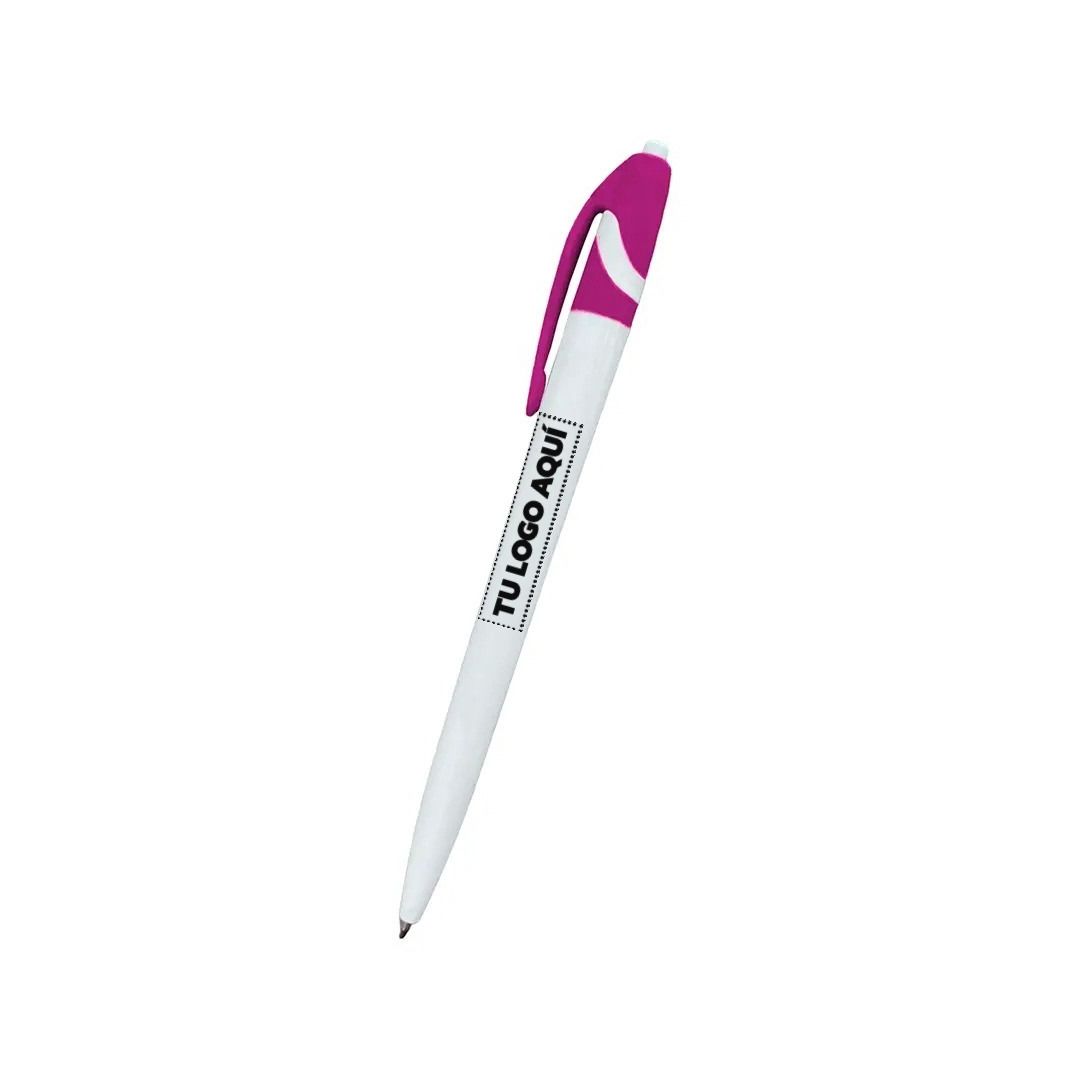 Boligrafo Space Blanco Con Fucsia - personalizable con tu logo