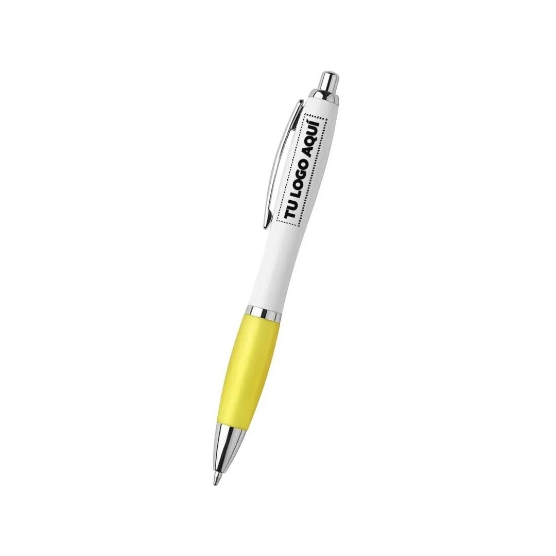 Boligrafo Suprema Blanco Con Amarillo - personalizable con tu logo