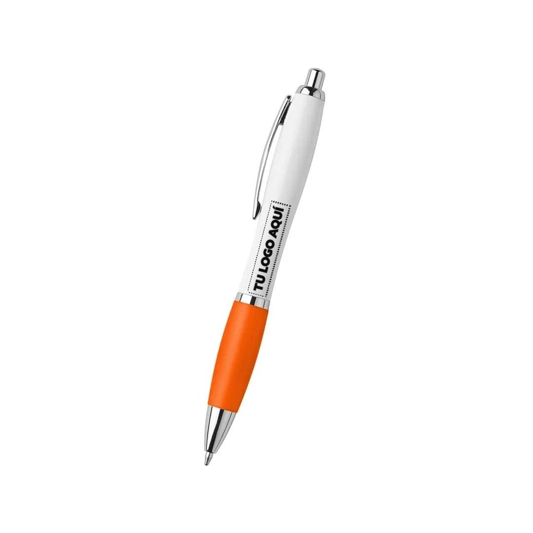 Boligrafo Suprema Blanco Con Naranja - personalizable con tu logo