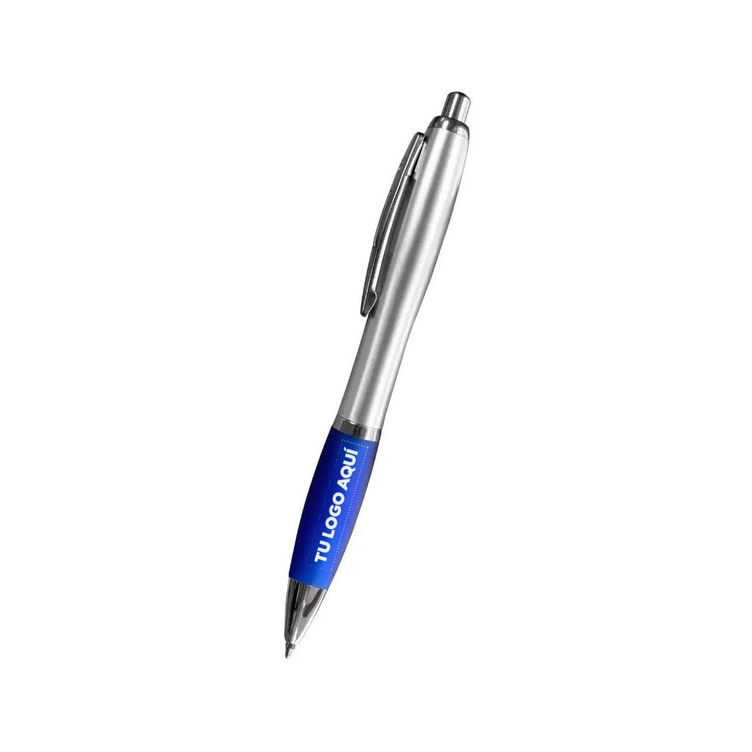 Bolígrafo Plateado Con Azul - personalizable con tu logo