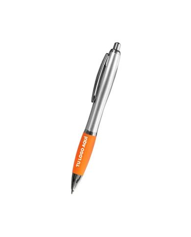 Boligrafo Suprema Plateado Con Naranja - personalizable con tu logo