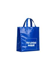 Bolso Cambrela Plastificado Azul Con Tira 23X22X11 - personalizable con tu logo