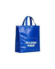 Bolso Cambrela Plastificado Azul Con Tira 27X29X12 - personalizable con tu logo