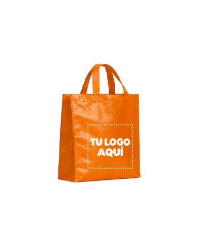 Bolso Cambrela Plastificado Naranja Con Tira 23X22X11 - personalizable con tu logo