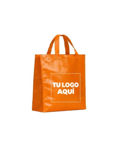 Bolso Cambrela Plastificado Naranja Con Tira 27X29X12 - personalizable con tu logo