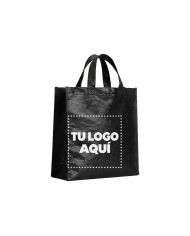 Bolso Cambrela Plastificado Negro Con Tira 27X29X12 - personalizable con tu logo
