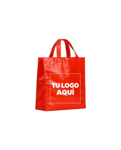 Bolso Cambrela Plastificado Rojo Con Tira 23X22X11 - personalizable con tu logo