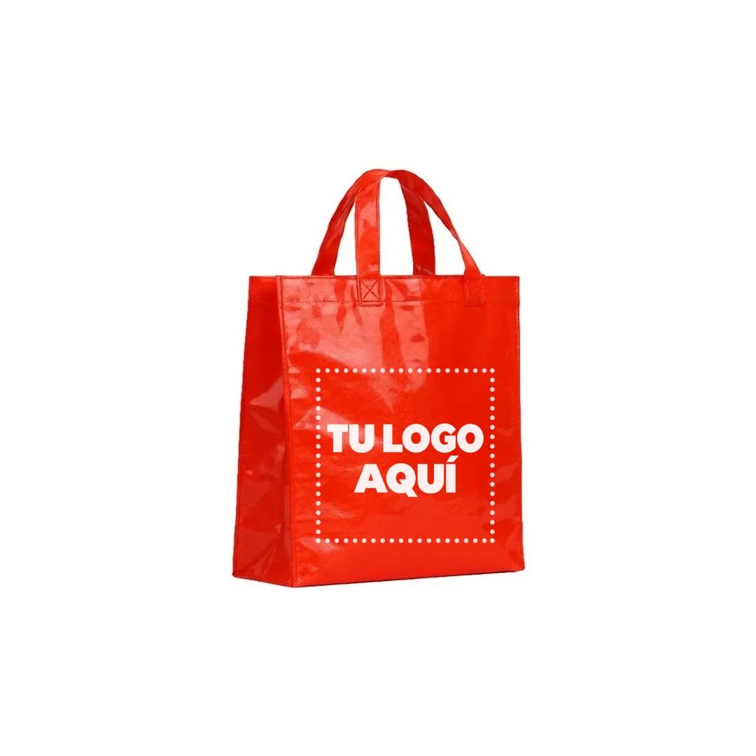Bolso Cambrela Plastificado Rojo Con Tira 23X22X11 - personalizable con tu logo