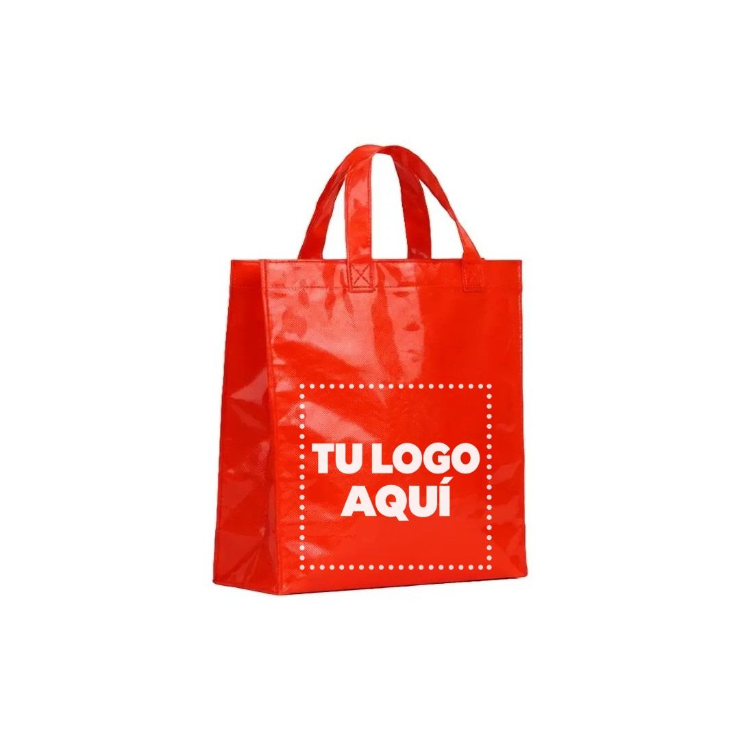 Bolso Cambrela Plastificado Rojo Con Tira 27X29X12 - personalizable con tu logo