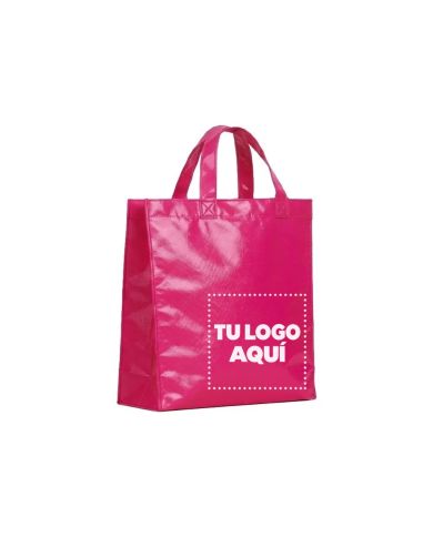 Bolso Cambrela Plastificado Rosado Con Tira 27X29X12 - personalizable con tu logo