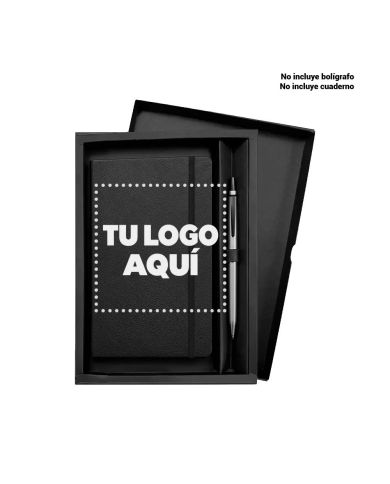 Caja Negra Para Cuaderno Y Boligrafo - personalizable con tu logo