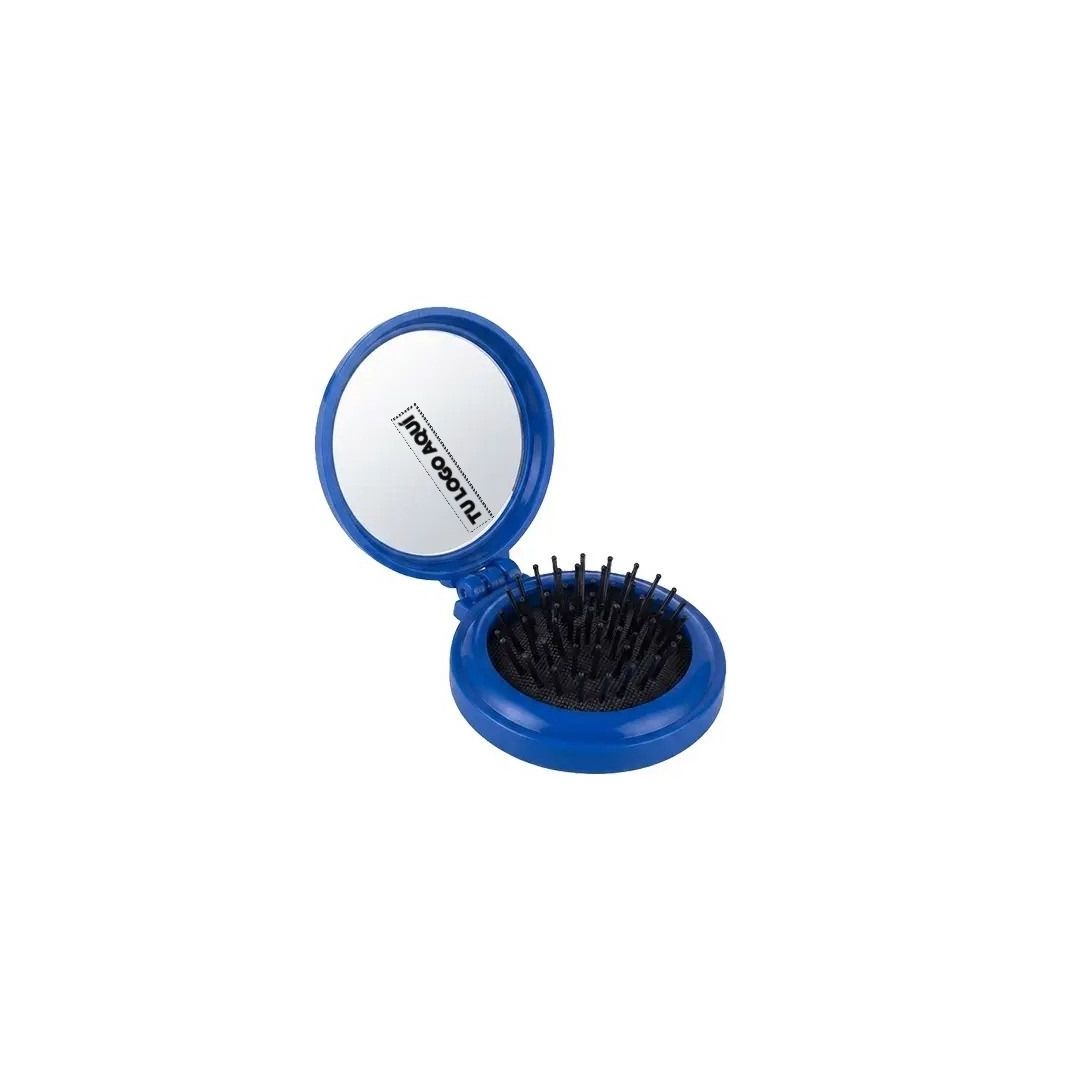 Cepillo Con Espejo Redondo Azul - personalizable con tu logo