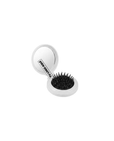 Cepillo Con Espejo Redondo Blanco - personalizable con tu logo