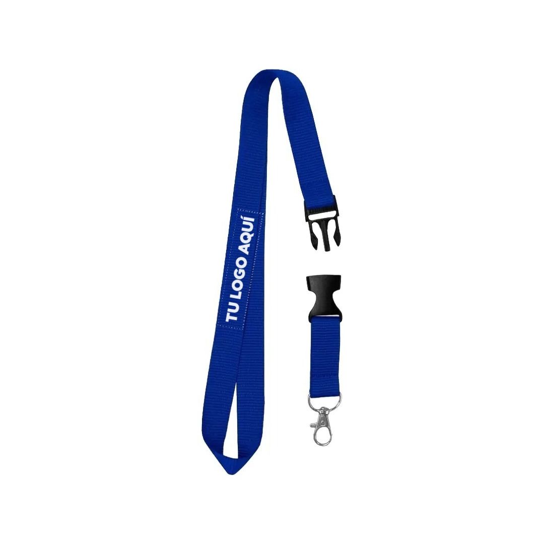 Cordon Portacredencial Y Porta Llaves Azul - personalizable con tu logo
