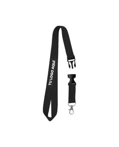 Cordon Portacredencial Y Porta Llaves Negro - personalizable con tu logo