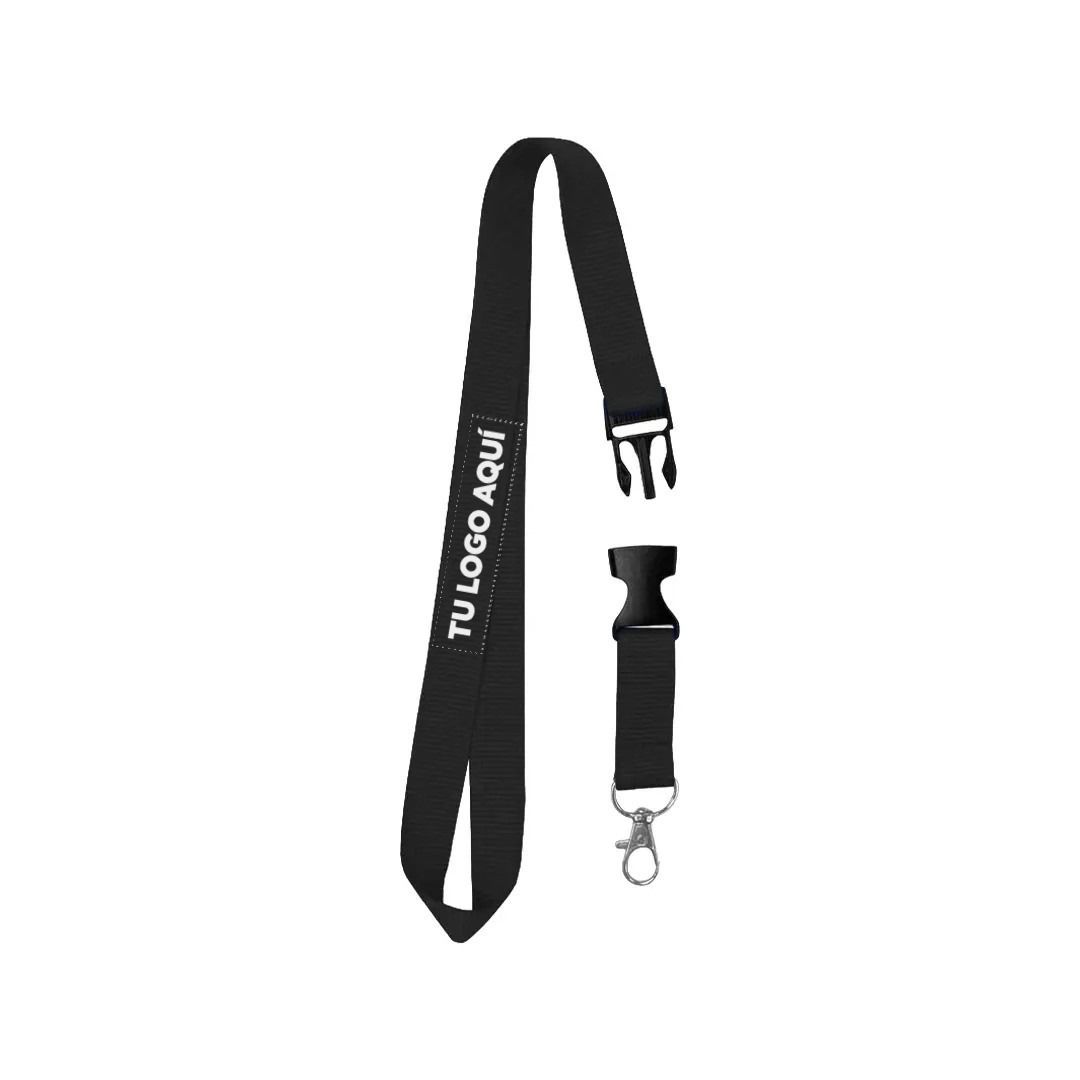 Cordon Portacredencial Y Porta Llaves Negro - personalizable con tu logo