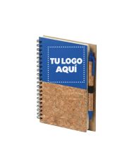 Cuaderno Con Boligrafo Cork Azul - personalizable con tu logo