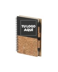 Cuaderno Con Boligrafo Cork Negro - personalizable con tu logo