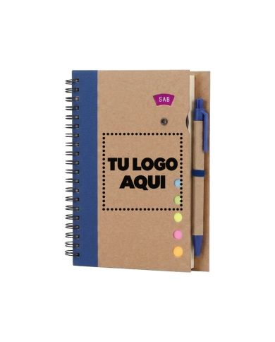 Cuaderno Ecologico Hega Azul Con Boligrafo - personalizable con tu logo