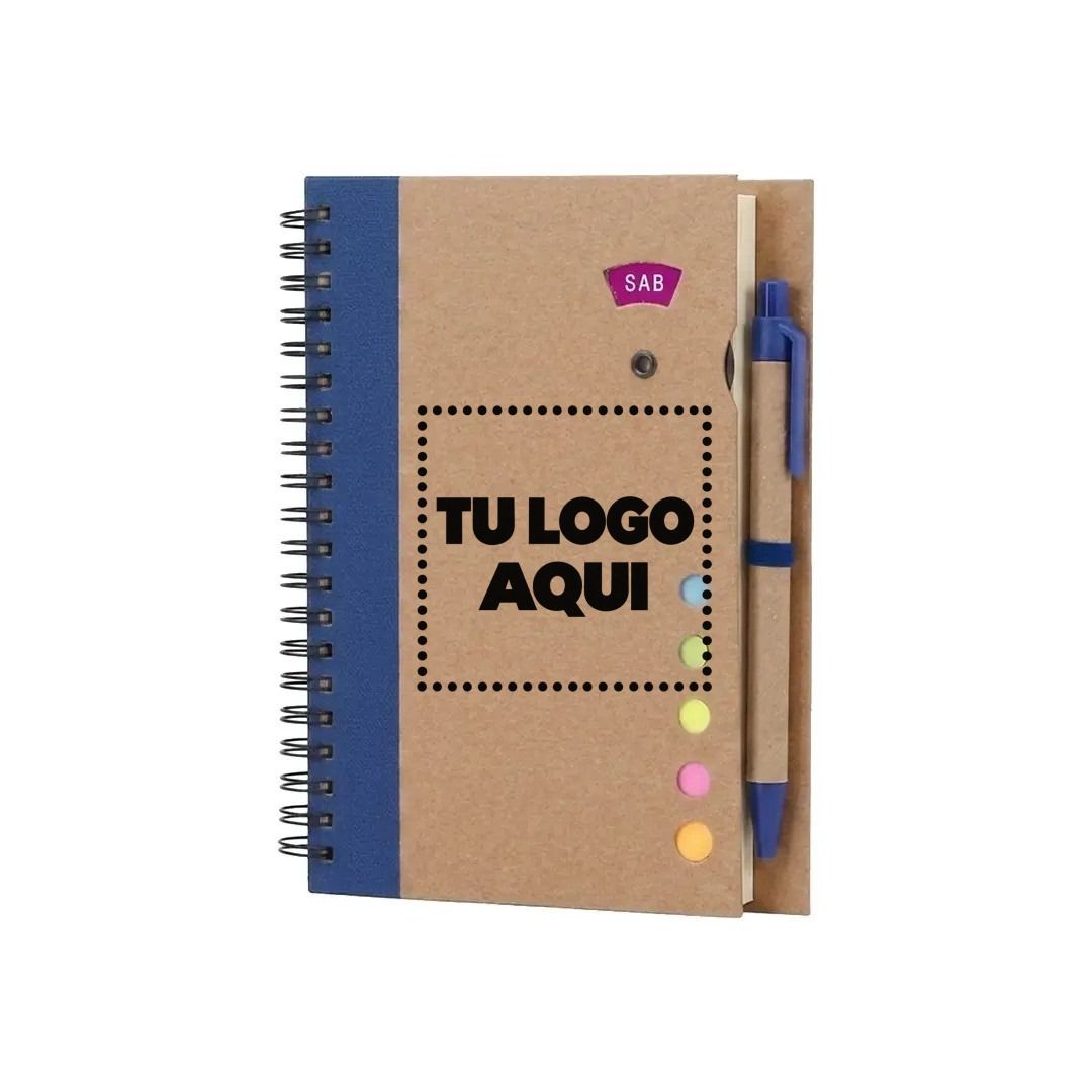 Cuaderno Ecológico Azul Con Bolígrafo - personalizable con tu logo
