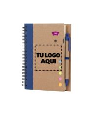 Cuaderno Ecológico Azul Con Bolígrafo - personalizable con tu logo