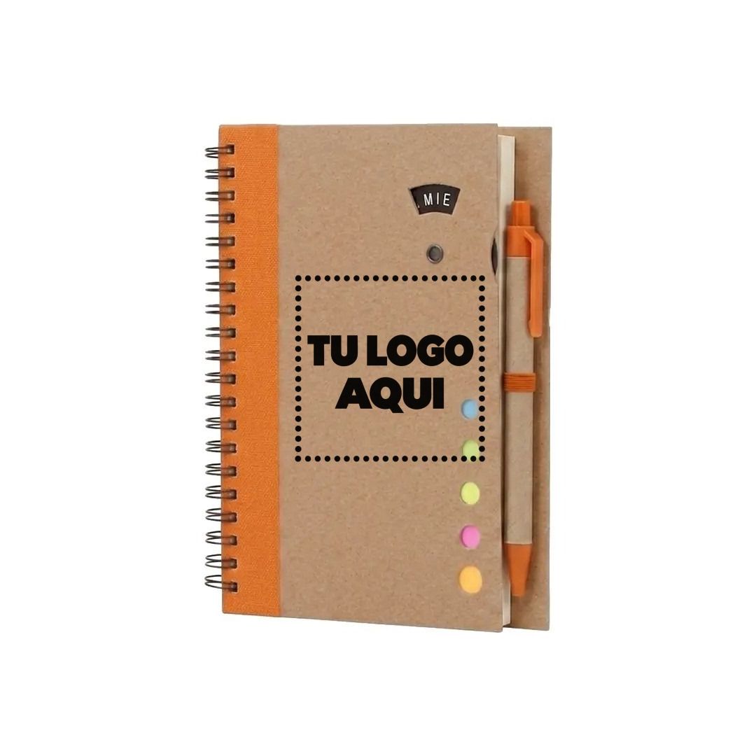 Cuaderno Ecológico Naranja Con Bolígrafo - personalizable con tu logo