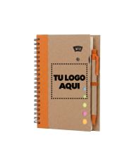 Cuaderno Ecologico Hega Naranja Con Boligrafo - personalizable con tu logo