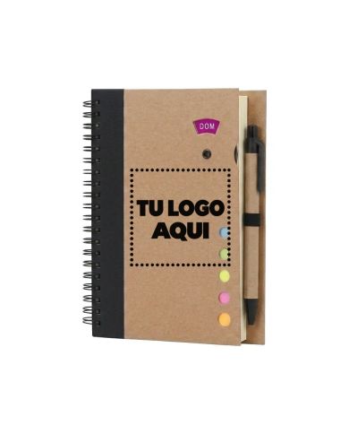 Cuaderno Ecologico Hega Negro Con Boligrafo - personalizable con tu logo