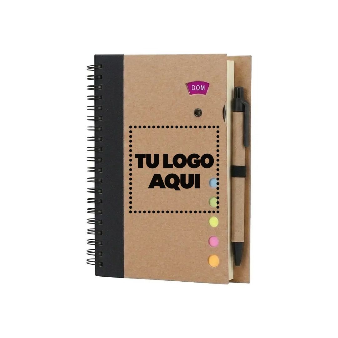 Cuaderno Ecologico Hega Negro Con Boligrafo - personalizable con tu logo