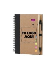 Cuaderno Ecologico Hega Negro Con Boligrafo - personalizable con tu logo