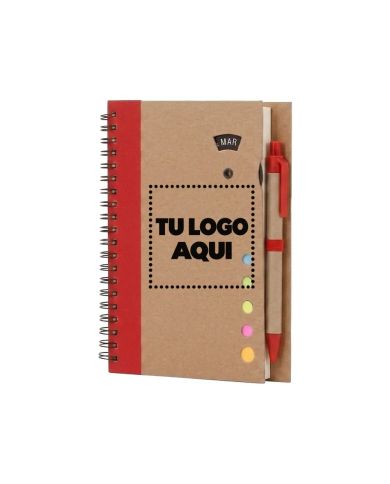 Cuaderno Ecologico Hega Rojo Con Boligrafo - personalizable con tu logo