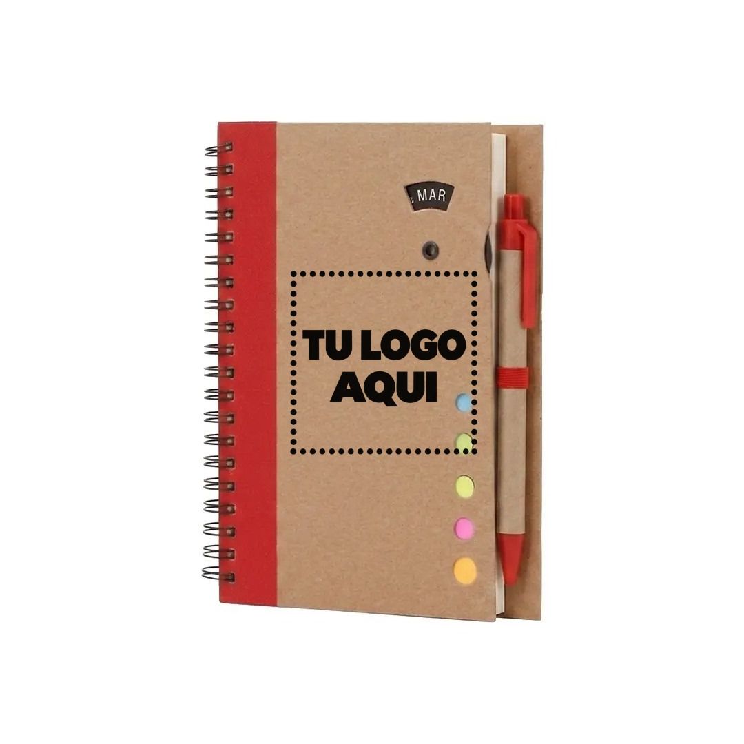 Cuaderno Ecológico Rojo Con Bolígrafo - personalizable con tu logo