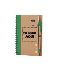 Cuaderno Ecologico Hega Verde Con Boligrafo - personalizable con tu logo