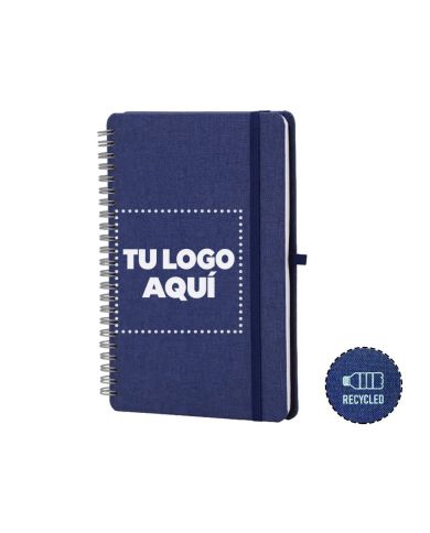 Cuaderno Espiral Rpet Con Soporte De Celular Azul - personalizable con tu logo