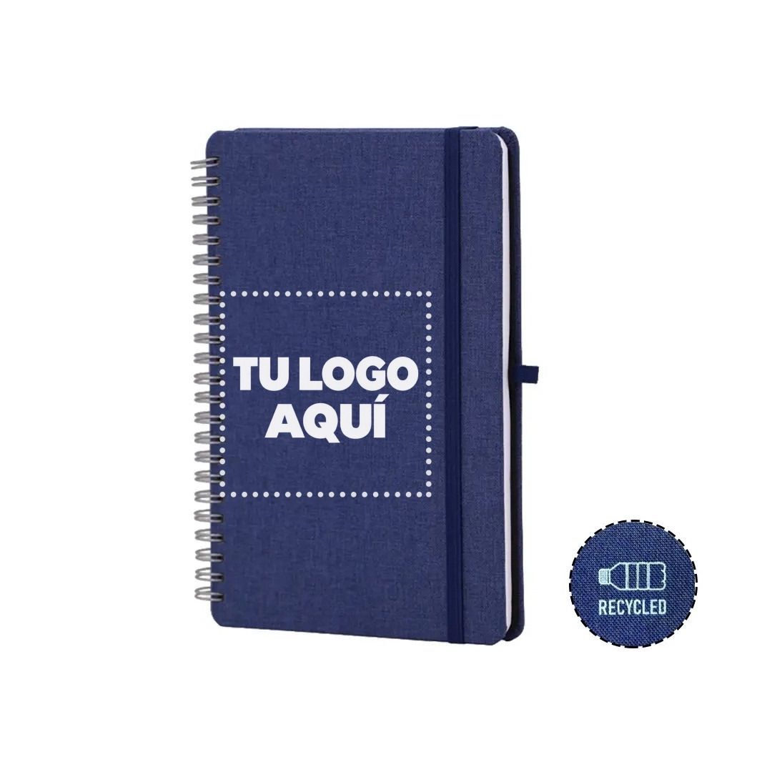 Cuaderno Espiral Rpet Con Soporte De Celular Azul - personalizable con tu logo