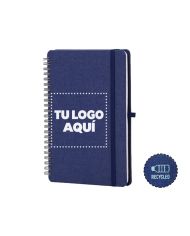 Cuaderno Espiral Rpet Con Soporte De Celular Azul - personalizable con tu logo