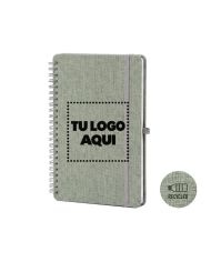 Cuaderno Espiral Rpet Con Soporte De Celular Gris - personalizable con tu logo